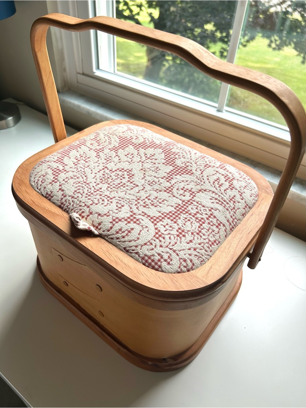 Vintage Wooden Sewing Basket / Sewing Box